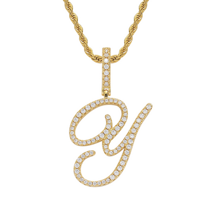 Hip-Hop Cursive Letter Pendant Necklace