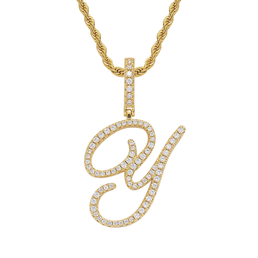 Hip-Hop Cursive Letter Pendant Necklace