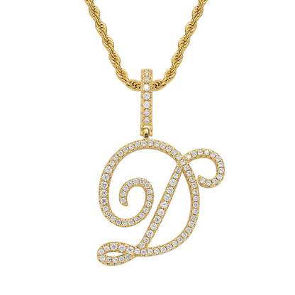 Hip-Hop Cursive Letter Pendant Necklace